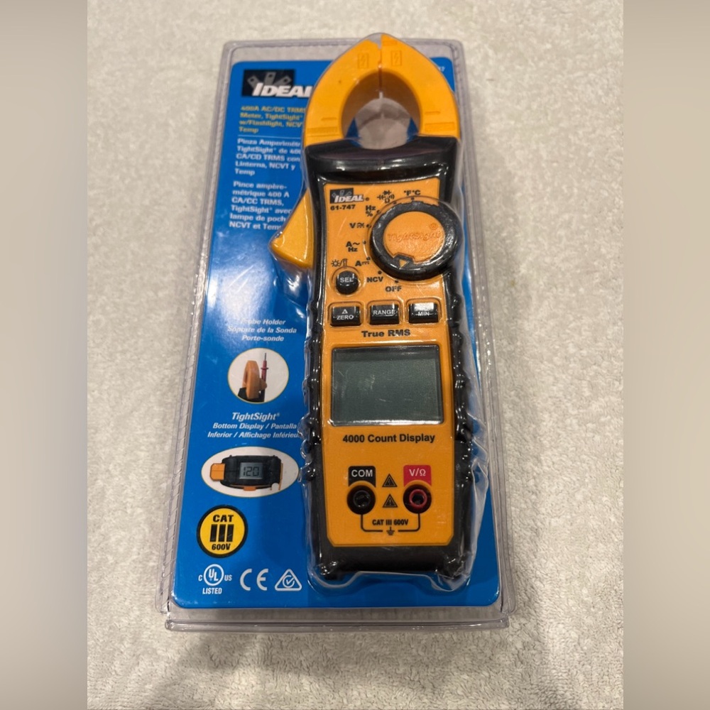 IDEAL 61-747 400A AC/DC TRMS Clamp Meter, Tightsight, Flashlight, NCVT & Temp